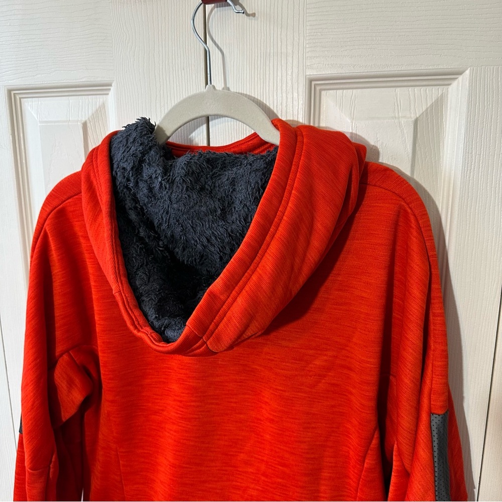 Adidas Climaheat Fleece Lined Thick Hoodie Orange Gray Womens Size Large - Picture 2 of 12